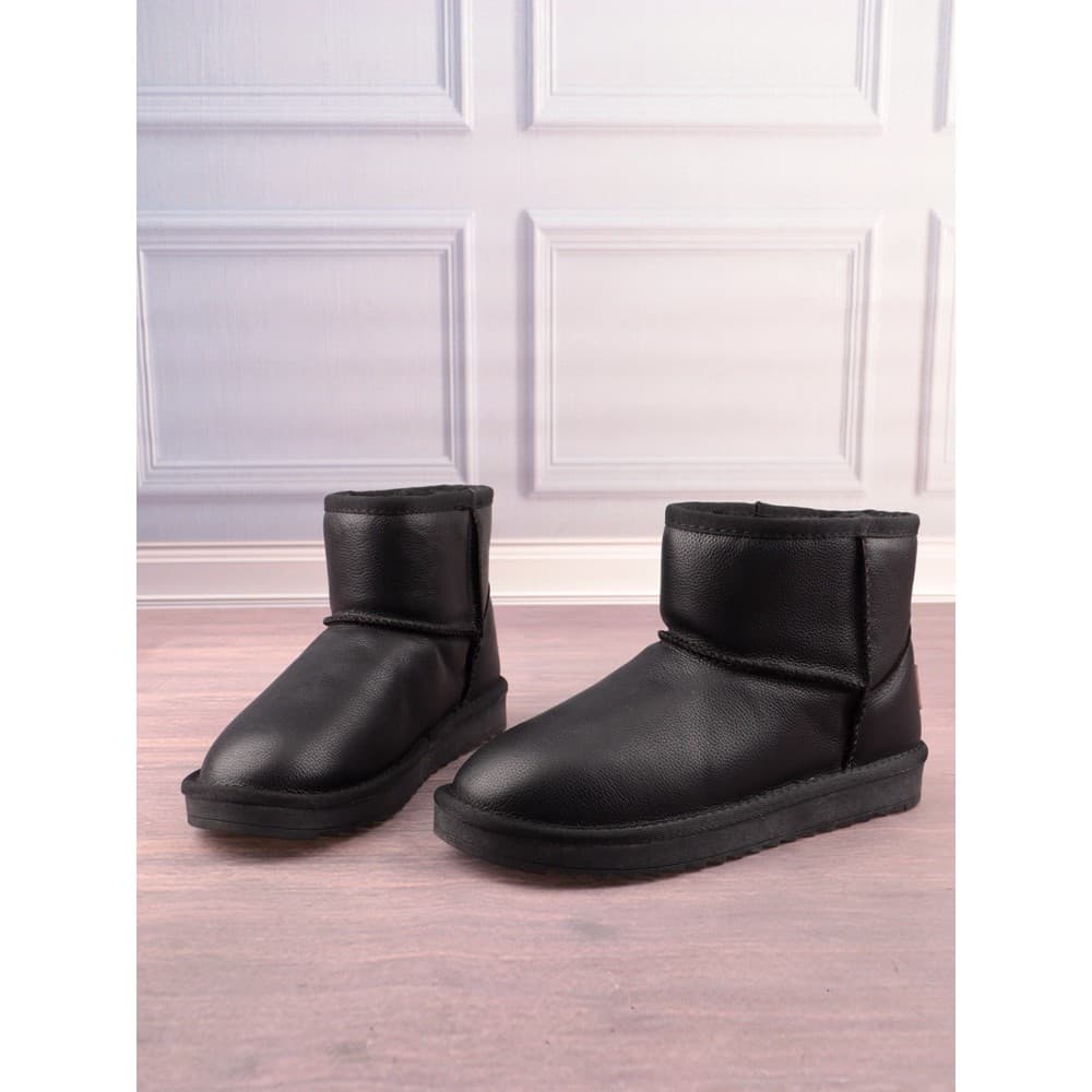 Simples couro de vaca couro genuíno dedo do pé redondo plana sapatos femininos inverno quente botas femininas tubo curto