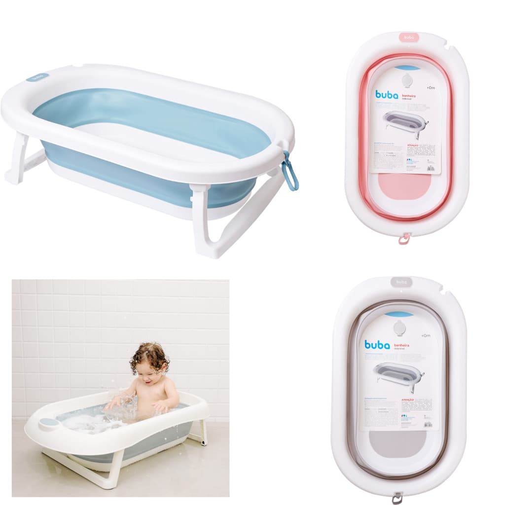 Banheira Dobrável Buba Infantil Bebê Retrátil Portátil Compacta Antiderrapante para Banho