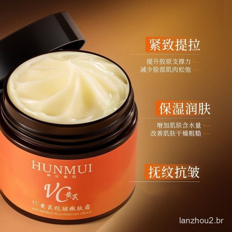 Creme antirrugas e rejuvenescedor da pele, contendo vitamina C e astrágalo, oferece efeito lifting e firmador, além de p
