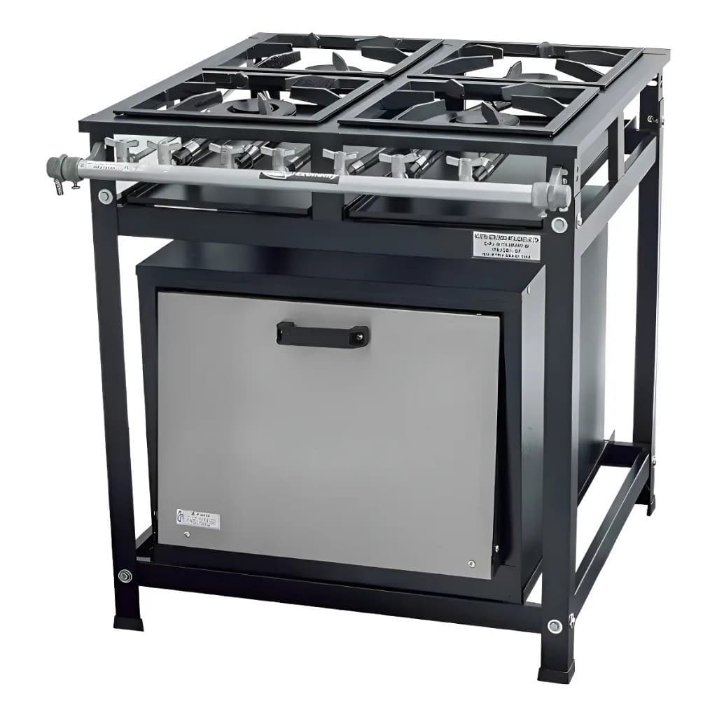 Fogão Industrial 4 Bocas Misto Baixa Pressão Cristal Aço 30x30(NÃO INCLUSO FORNO - COMPRE SEPARADO)