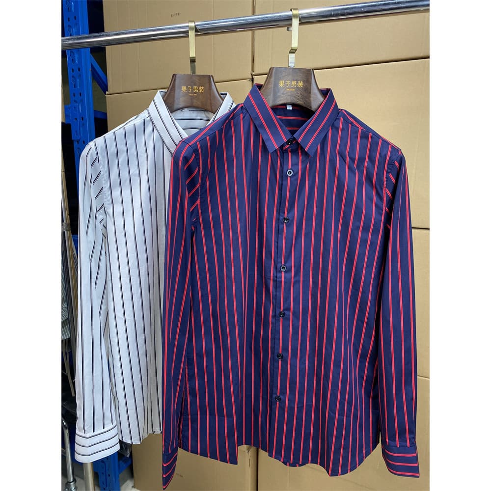Estilo de negócios puro algodão listras verticais camisa de manga comprida moda masculina magro-ajuste Micro-elástico ca