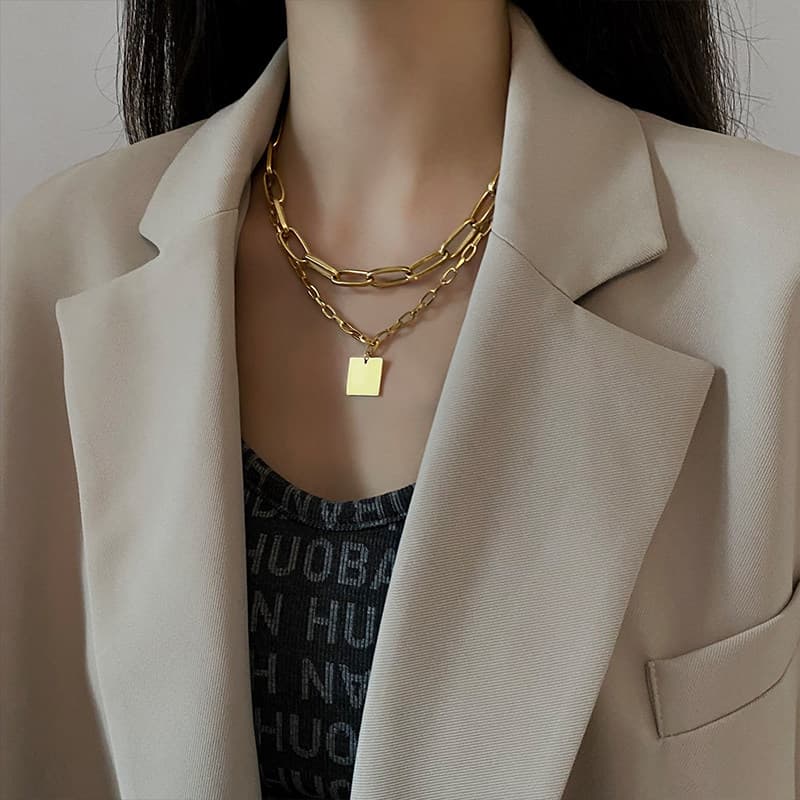Colar de Metal de camada dupla com Design de nicho feminino