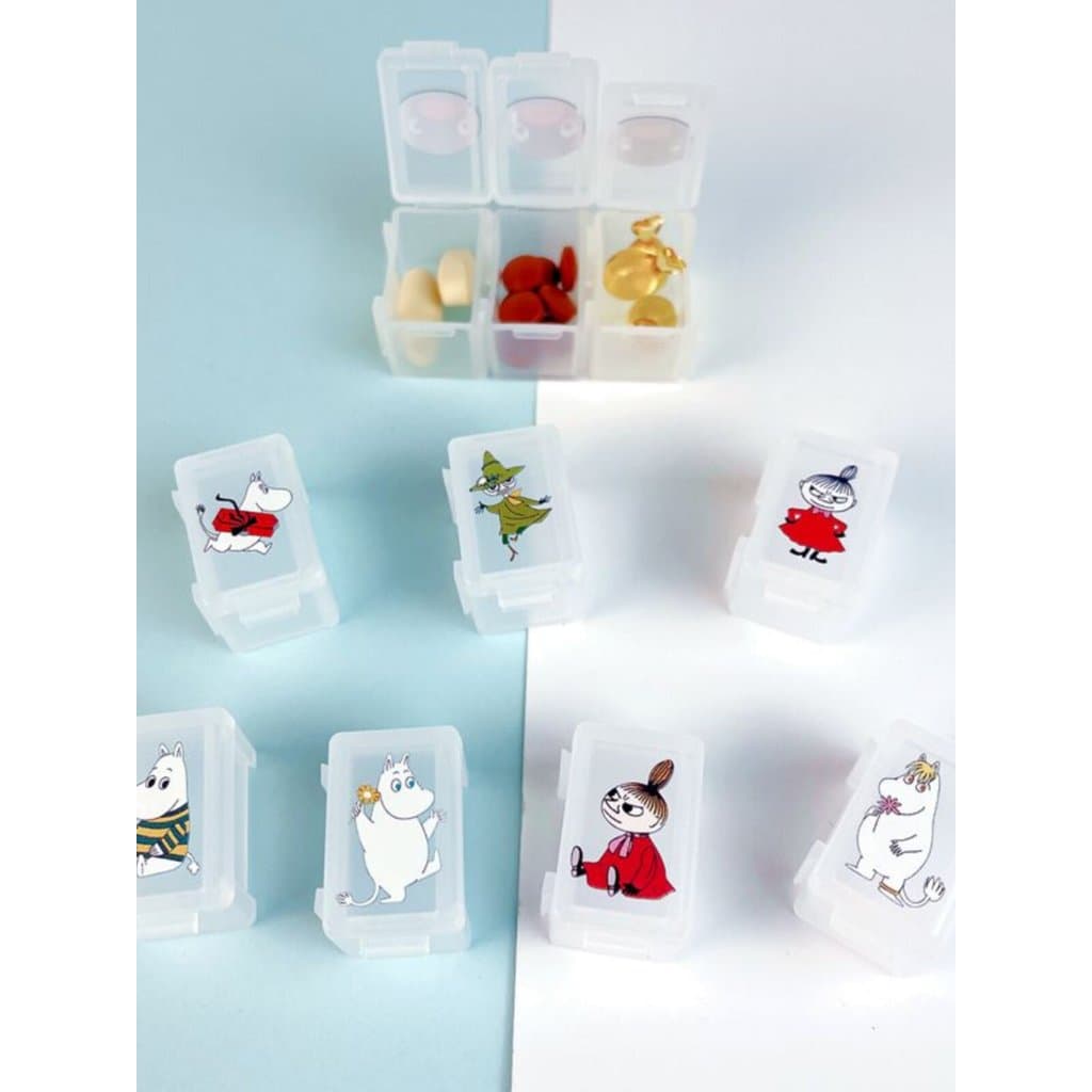 Japonês moomin moomin Ami finlandês portátil caixa de comprimidos fosco branco PP7 dias cápsula pílula dos desenhos anim