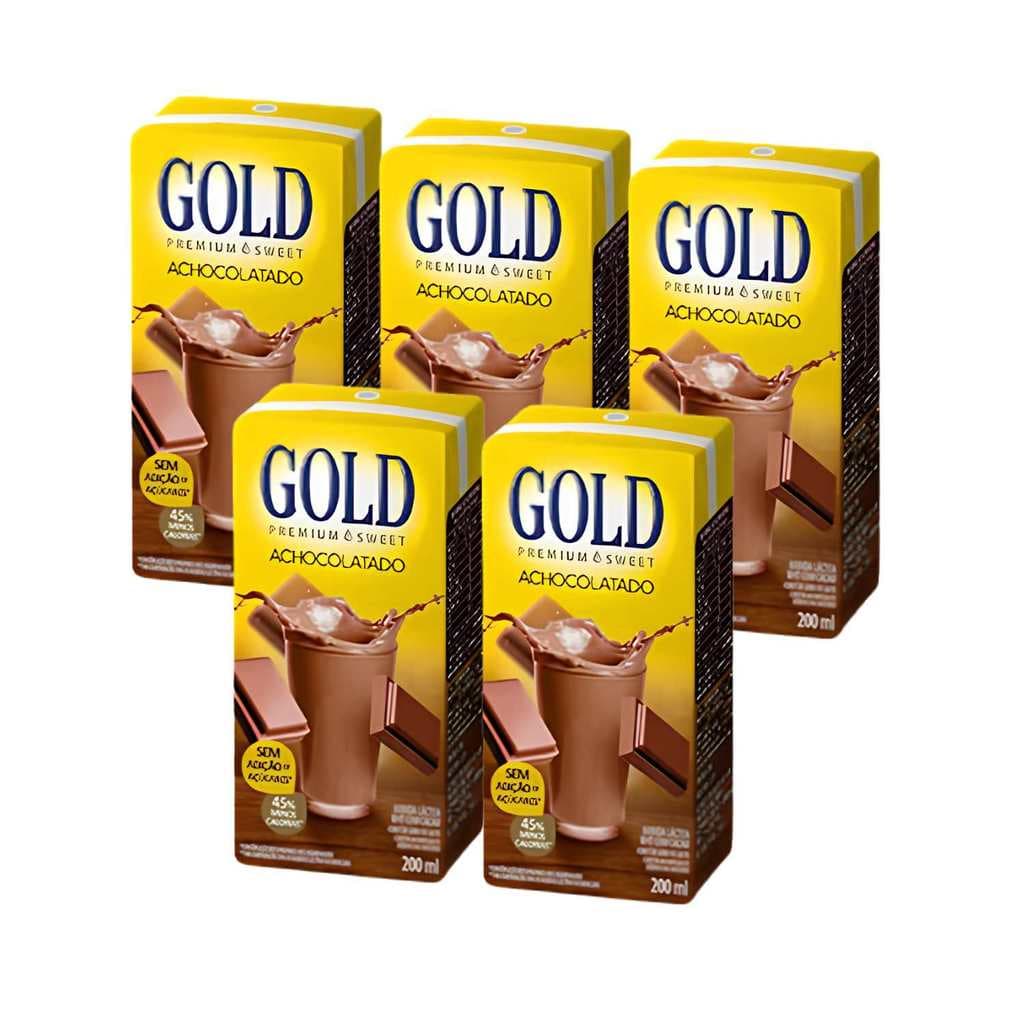 Kit Bebida Láctea Achocolatado Zero Açúcar - Gold 5 Unidades 200ml