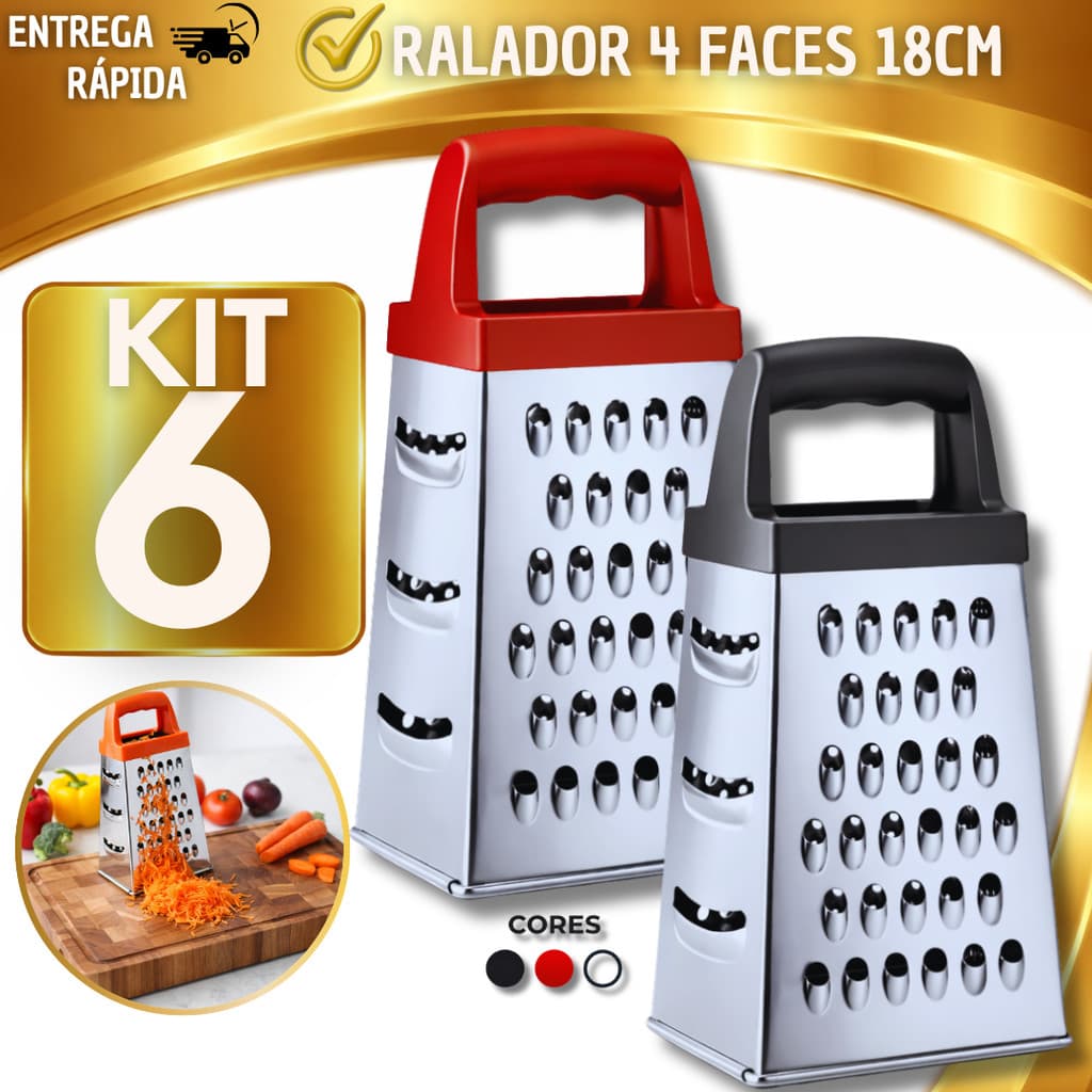 Ralador 4 Faces Em Aço Inox Para Cozinha 7" para Casa Cozinha Bar Restaurante Buffet Promoção