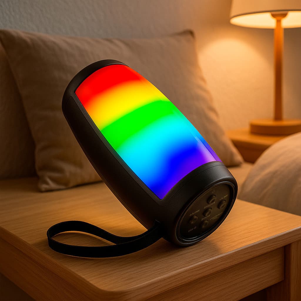 Caixa De Som Bluetooth Leve Com Alça De Transporte Som Alto Potente LED RGB Radio FM Entrada SD