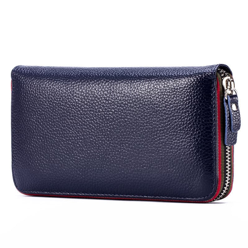 Novas senhoras carteira longa comércio exterior couro genuíno Casual Guangzhou carteira cor sólida Bill Clip bolsa Horiz