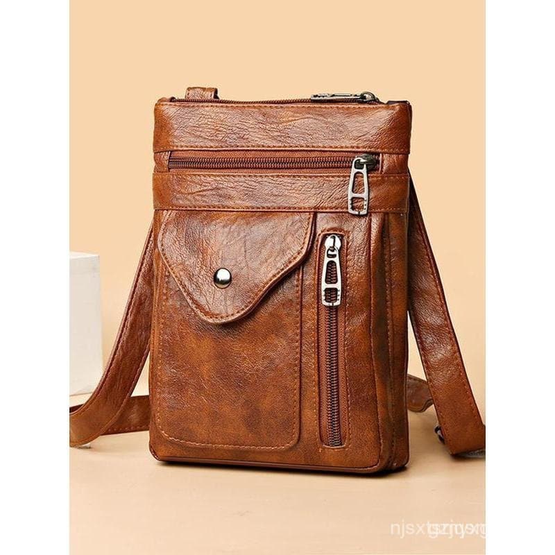 Bolsa Transversal Feminina Elegante Vintage com Zíper, Bolsa Transversal, Bolsa Transversal de Cor Sólida e Moderna