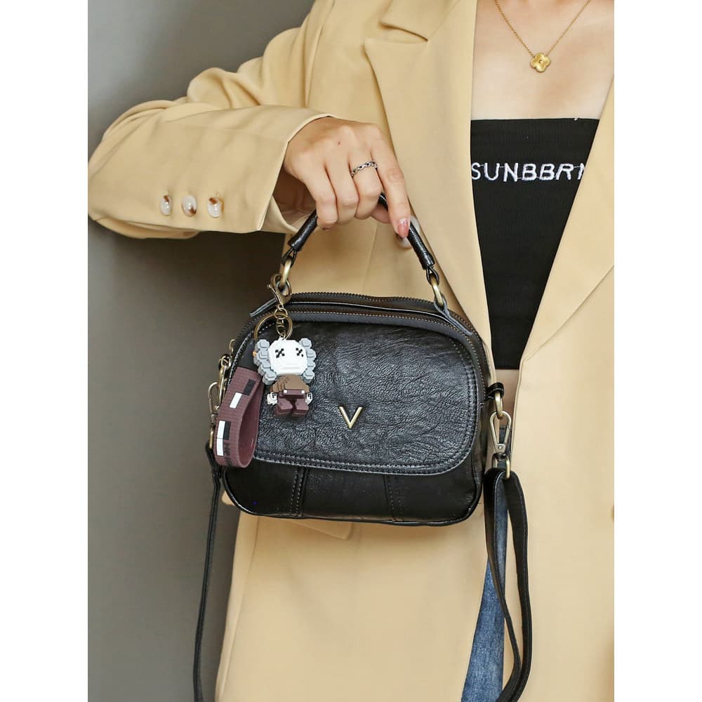 High-End Casual saco do mensageiro feminino 2026 novo estilo All-Match Multi-compartimento pequeno saco moda couro macio