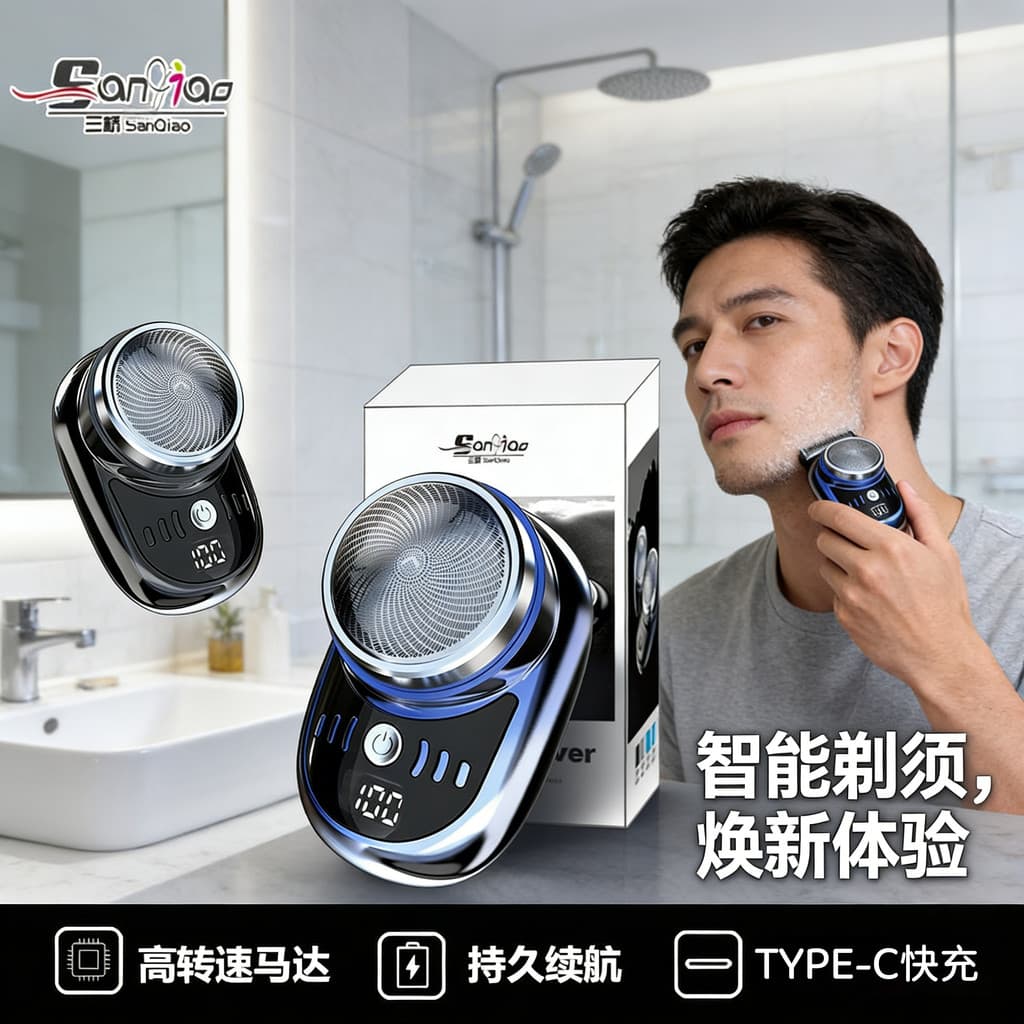 Nova viagem recarregável barbeador elétrico masculino Mini faca de barba pequeno conveniente portátil