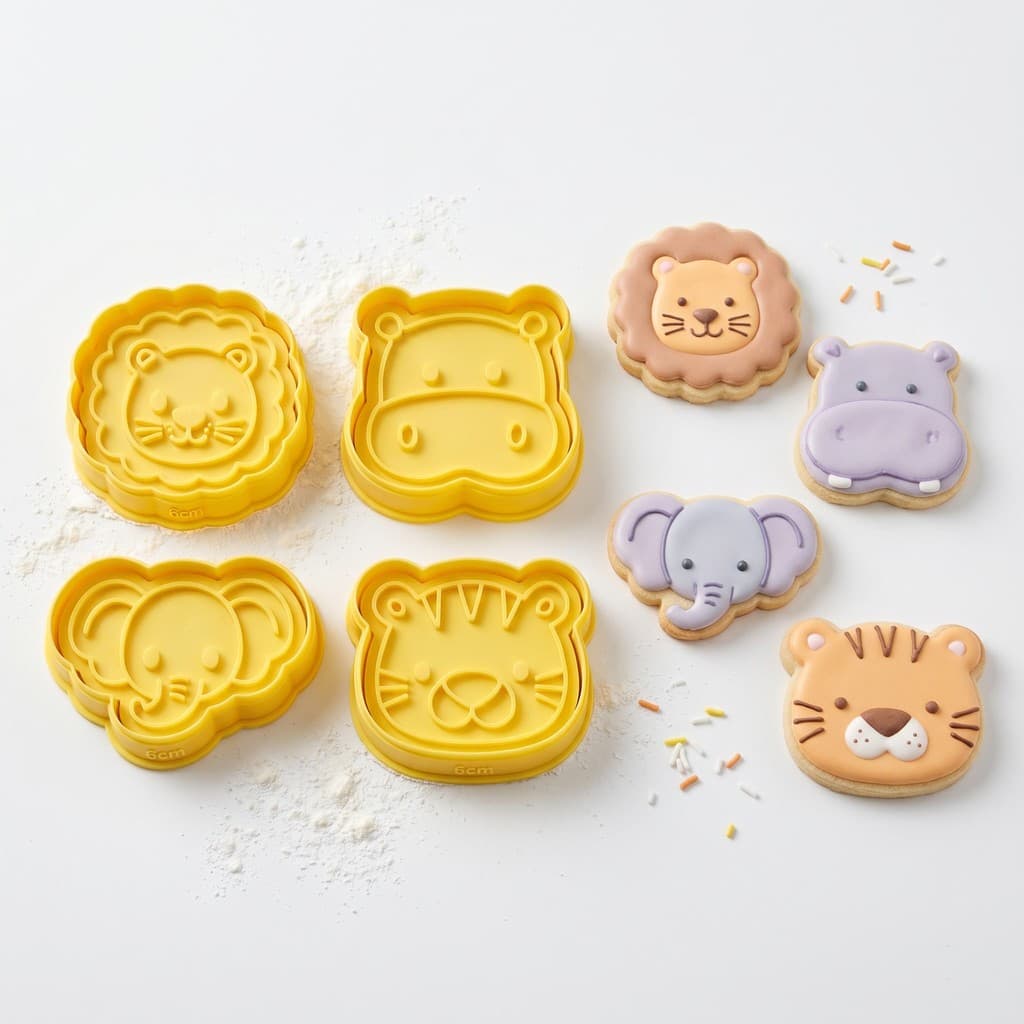 Kit 4 Cortadores de Biscoito Infantil Animais Fofinhos 6cm Cortador Bolacha Massinha Pasta Americana