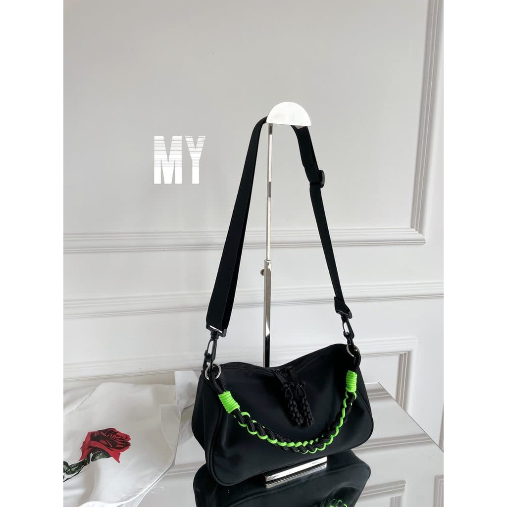 MY All-Match Nicho Design Corda de Cânhamo Bolsa Mensageiro Cor Contraste Bolsa de Um Ombro nas Axilas Casual Leve Pano