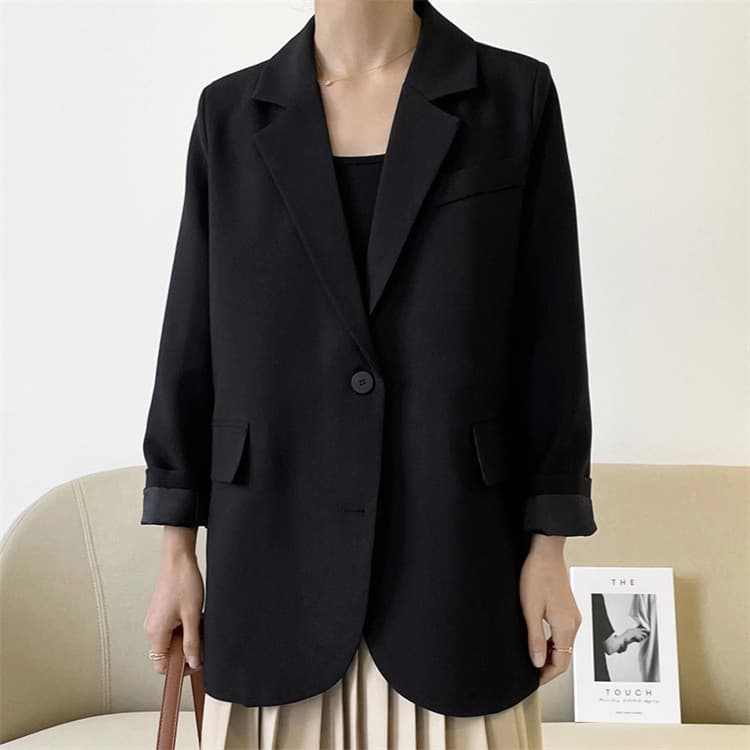 Blazer de viagem feminino versão coreana solto estilo britânico preto terno Top