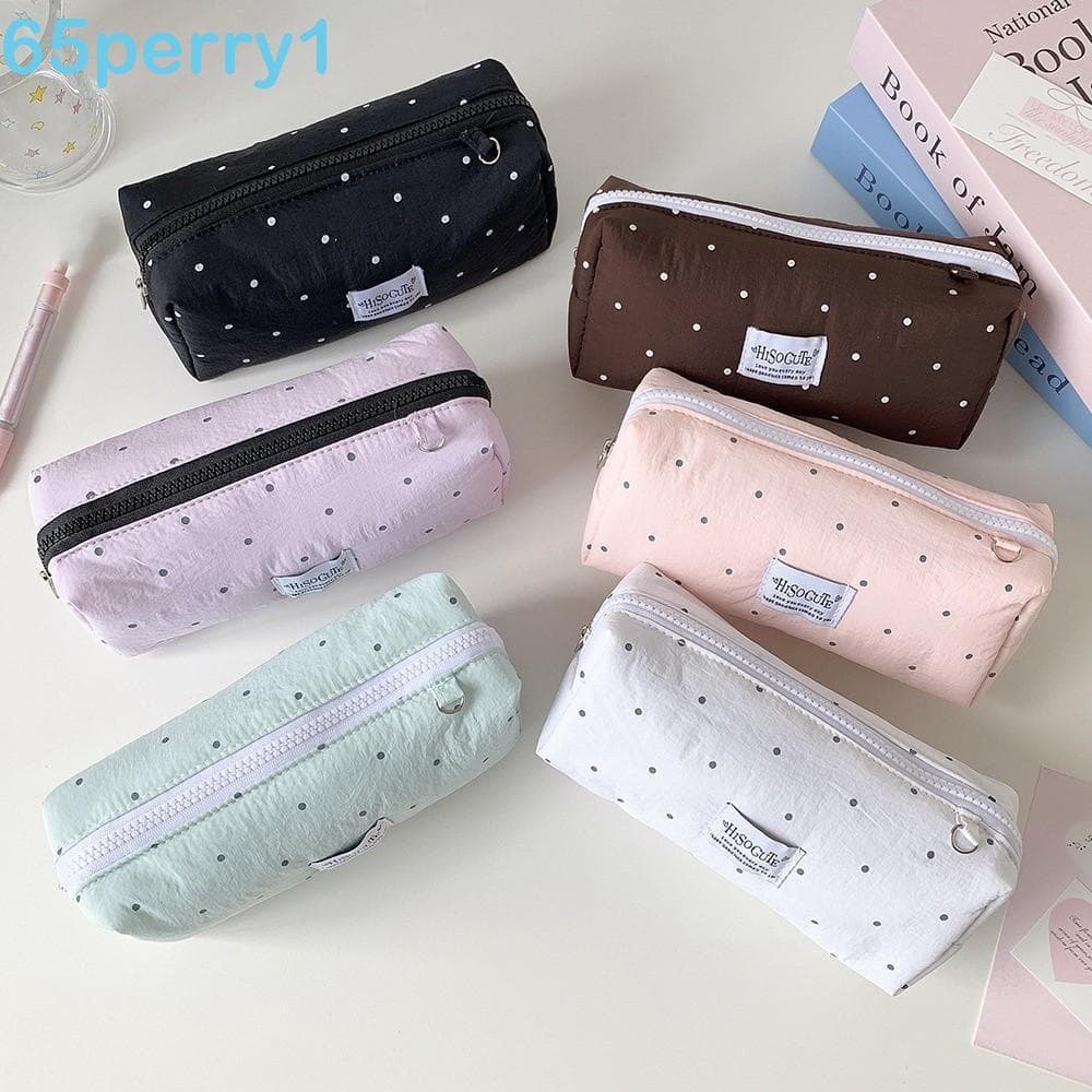 PERRY1 Y2k Dots Pencil Case , Bolsa De Lápis De Papelaria Estilo Coreano De Pano De Grande Capacidade