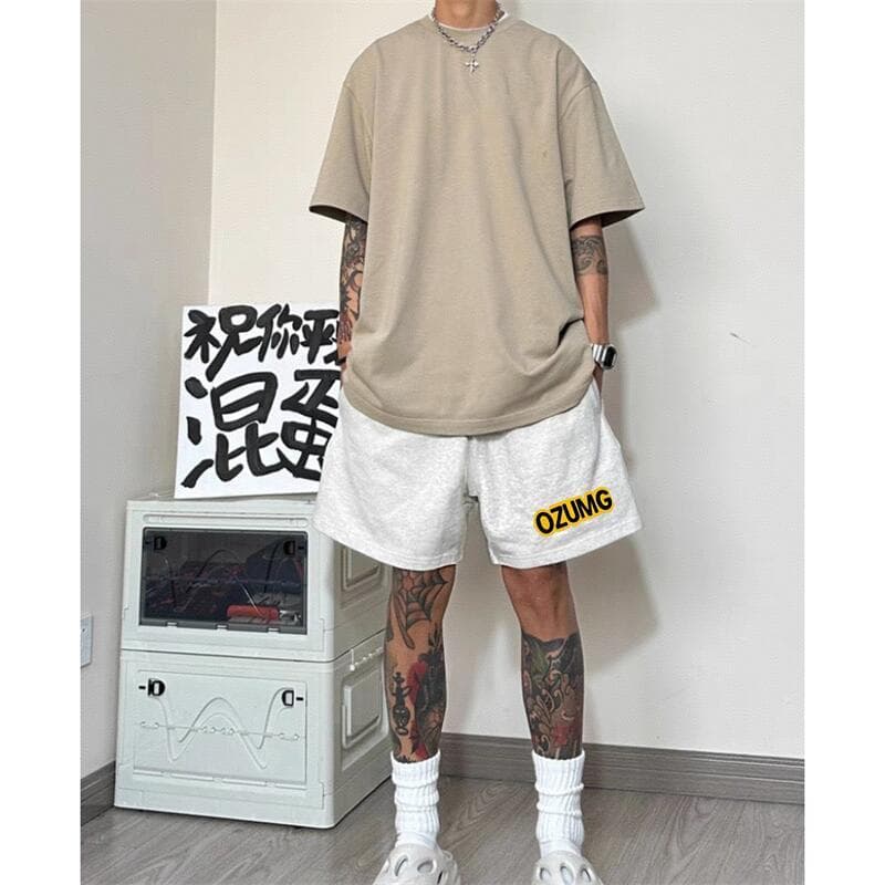 2025 Street Wear Shorts casuais masculino verão Retro Hip-Hop americano carta impressão All-Match calças de cinco pontos