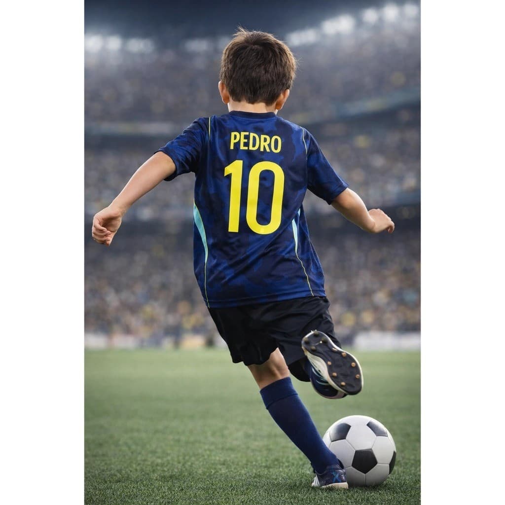 Conjunto Infantil Camiseta Personalizada Com Nome Oficial Brasil E Short Copa  Do Mundo 2026  Azul  Torcedor Presente
