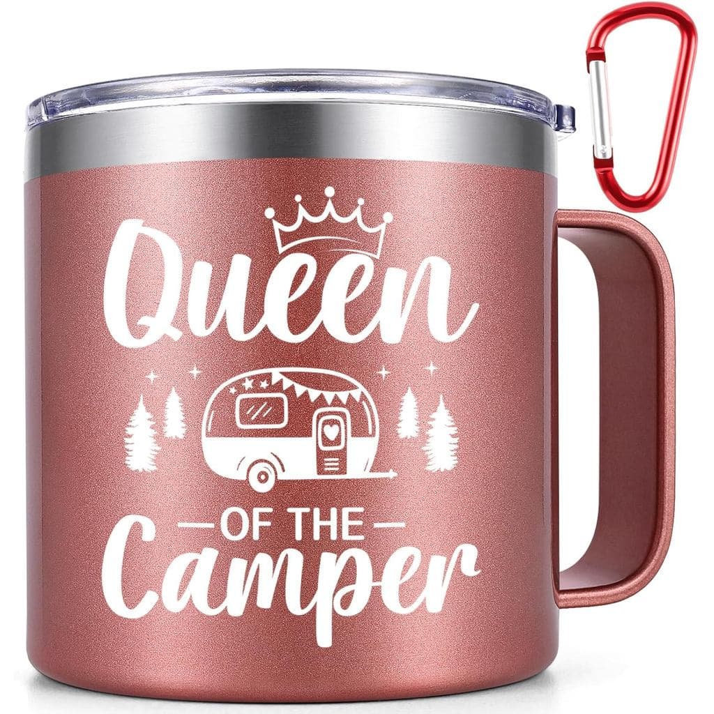 Presentes para Campistas da Qtencas, Presentes de Camping para Mulheres, Caneca de Café "Rainha do Campismo", Caneca de