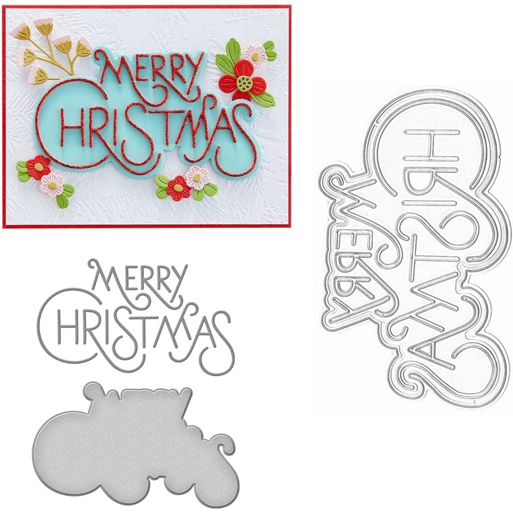Cortes de Metal com Letras de Feliz Natal, Estênceis Elegantes com Palavras de Feliz Natal para Artesanato DIY, Cortes p