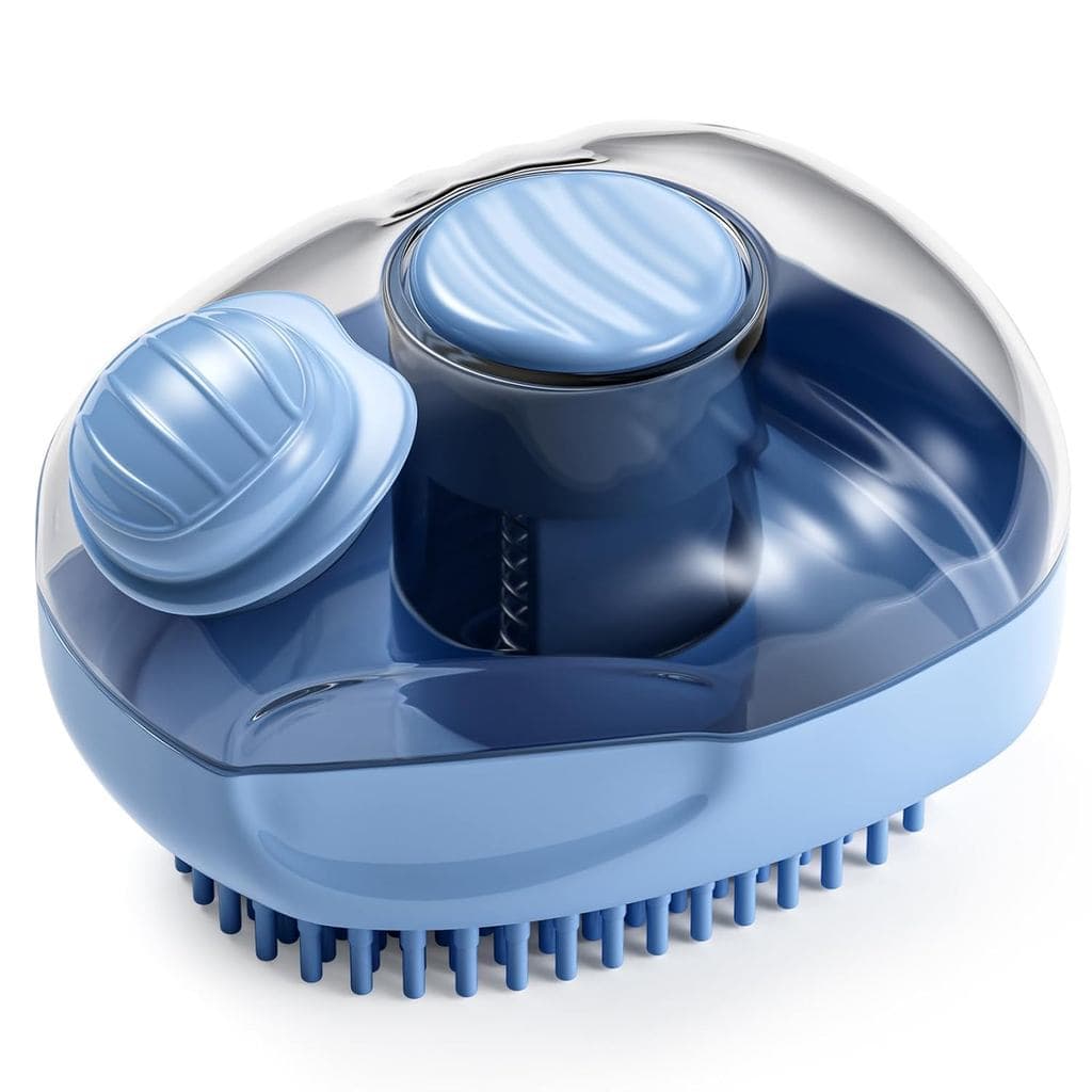 Escova para Gatos JIGA, Escova de Banho para Cães com Dispensador de Shampoo, Escova para Remover Pelos com Limpeza Auto