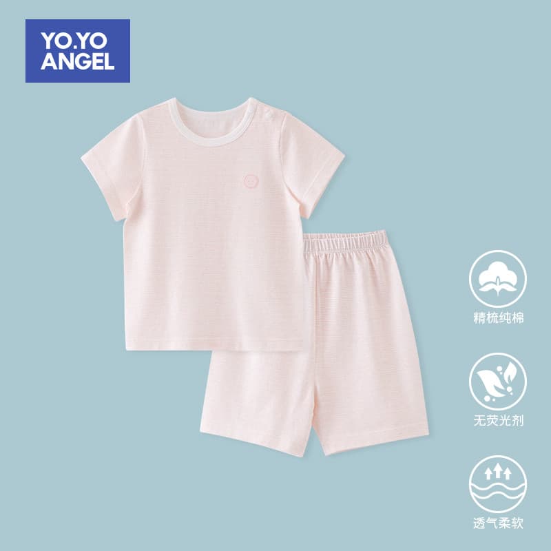 Bebê de manga curta terno verão puro algodão estilo fino 0-1 anos de idade roupas do bebê verão dividir criança casa rou