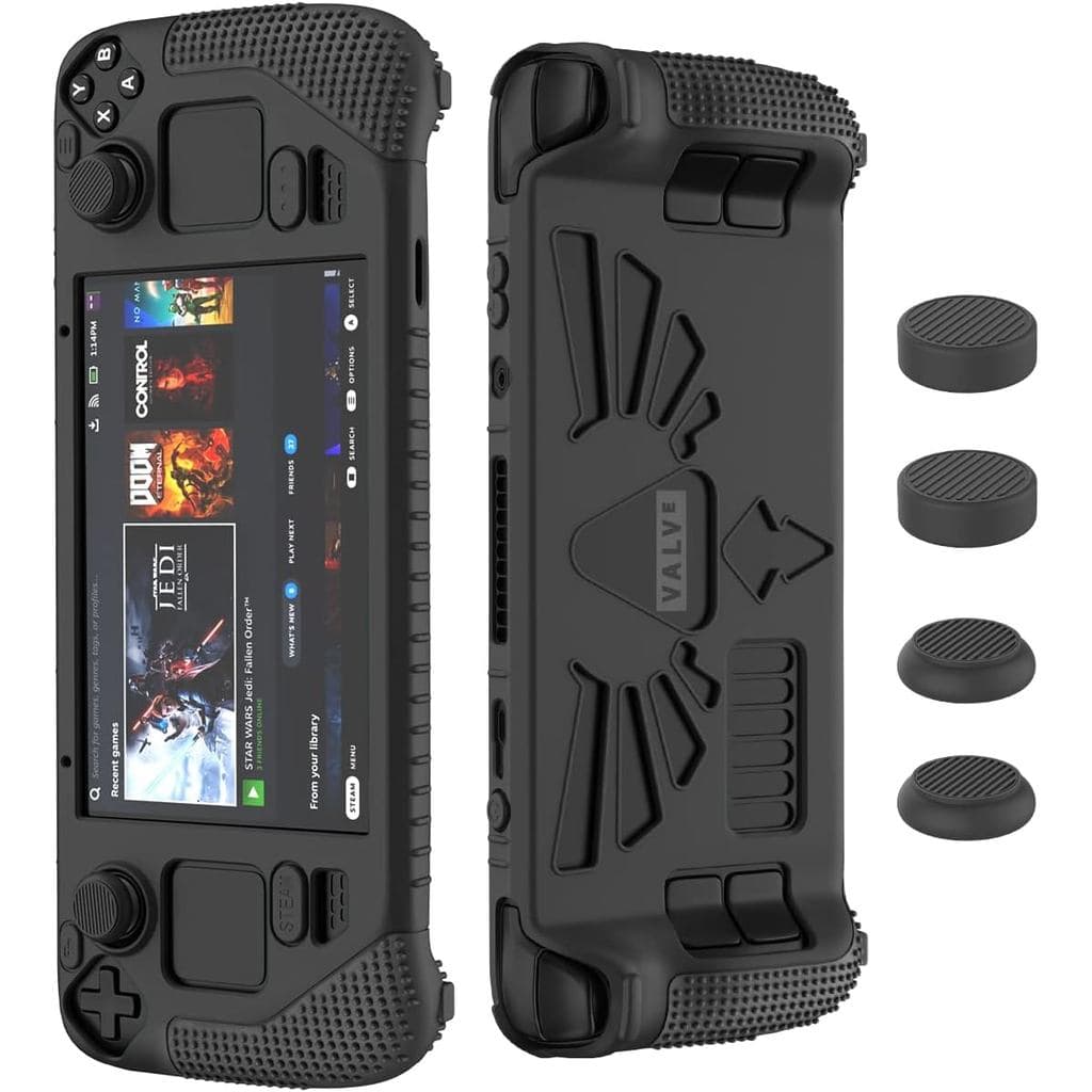 Capa Protetora para Steam Deck/Steam Deck OLED da SUIHUOJI, Protetor de Acessórios em Silicone Espesso, Capa Macia com 2