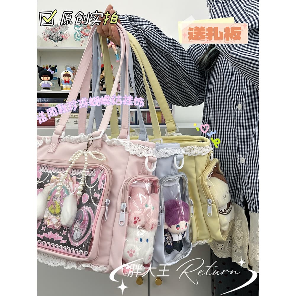 Japonês bidimensional macio menina saco do mensageiro menina grande capacidade transparente barra Chirp saco classe Comm