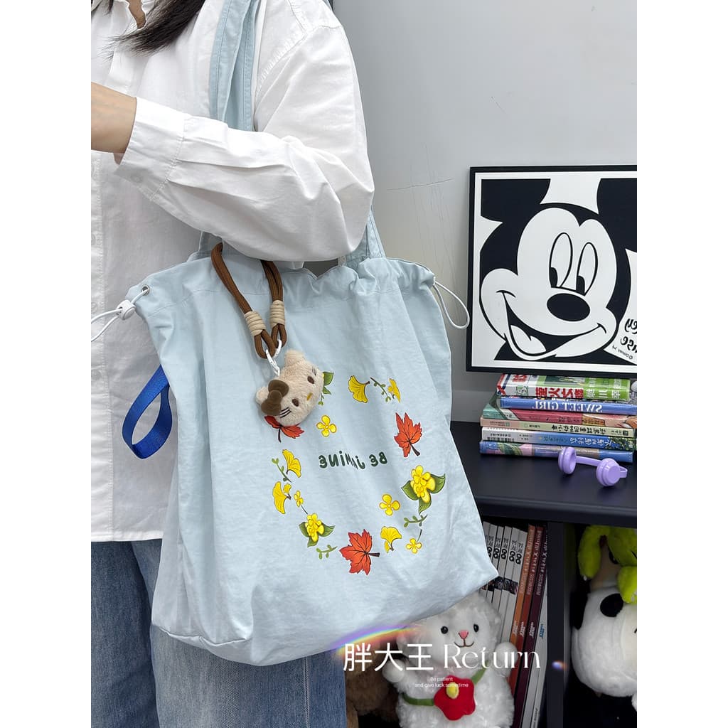 Estilo preguiçoso simples cordão sacola feminina estudantes universitários classe Commuter leve mochila bonito bolsa de