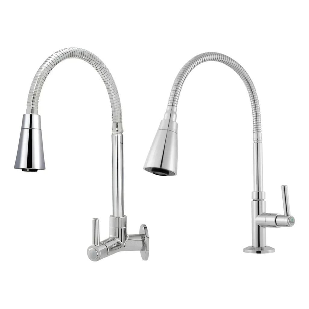 Torneira Flexível Gourmet De Parede Jato Duplo Cromado