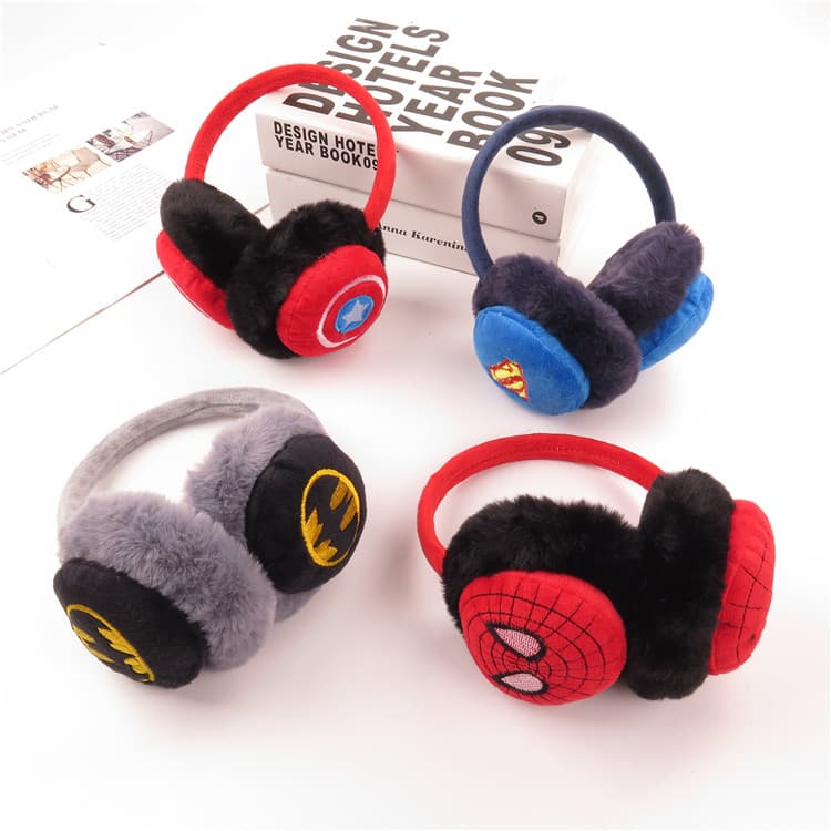 Crianças earmuffs inverno bonito dos desenhos animados Superman Spiderman pelúcia quente earmuffs estudante earmuffs men