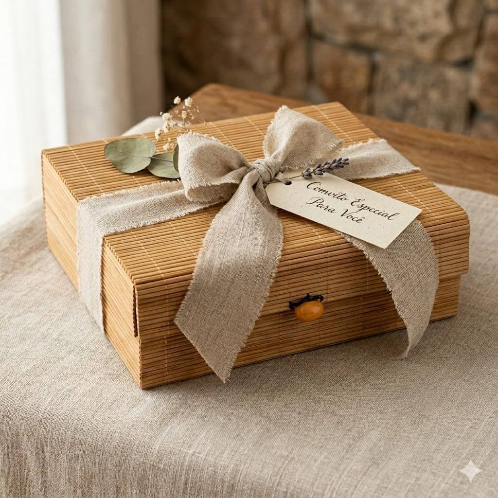 Kit 10 caixas de bambu natural para lembranças e eventos 22001-KIT-C4--10-GRA