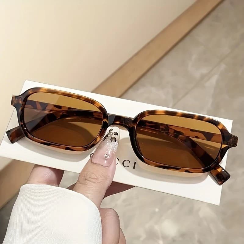 Óculos De Sol Femininos masculino unissex Estilo Miu Quadrado geek retangular Moda Retro Retângulo Pequeno Óculo