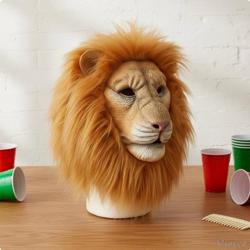 [Viocee] Máscara De Leão Realista , Juba Peluda , Carnaval , Olho , Fantasia De Festival , Capa De Animal De Látex Para