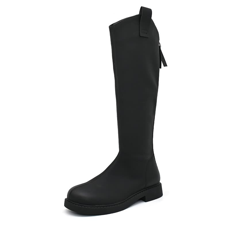 Dadong botas de tubo médio femininas inverno novo estilo moda Casual salto baixo salto grosso dedo do pé redondo confort