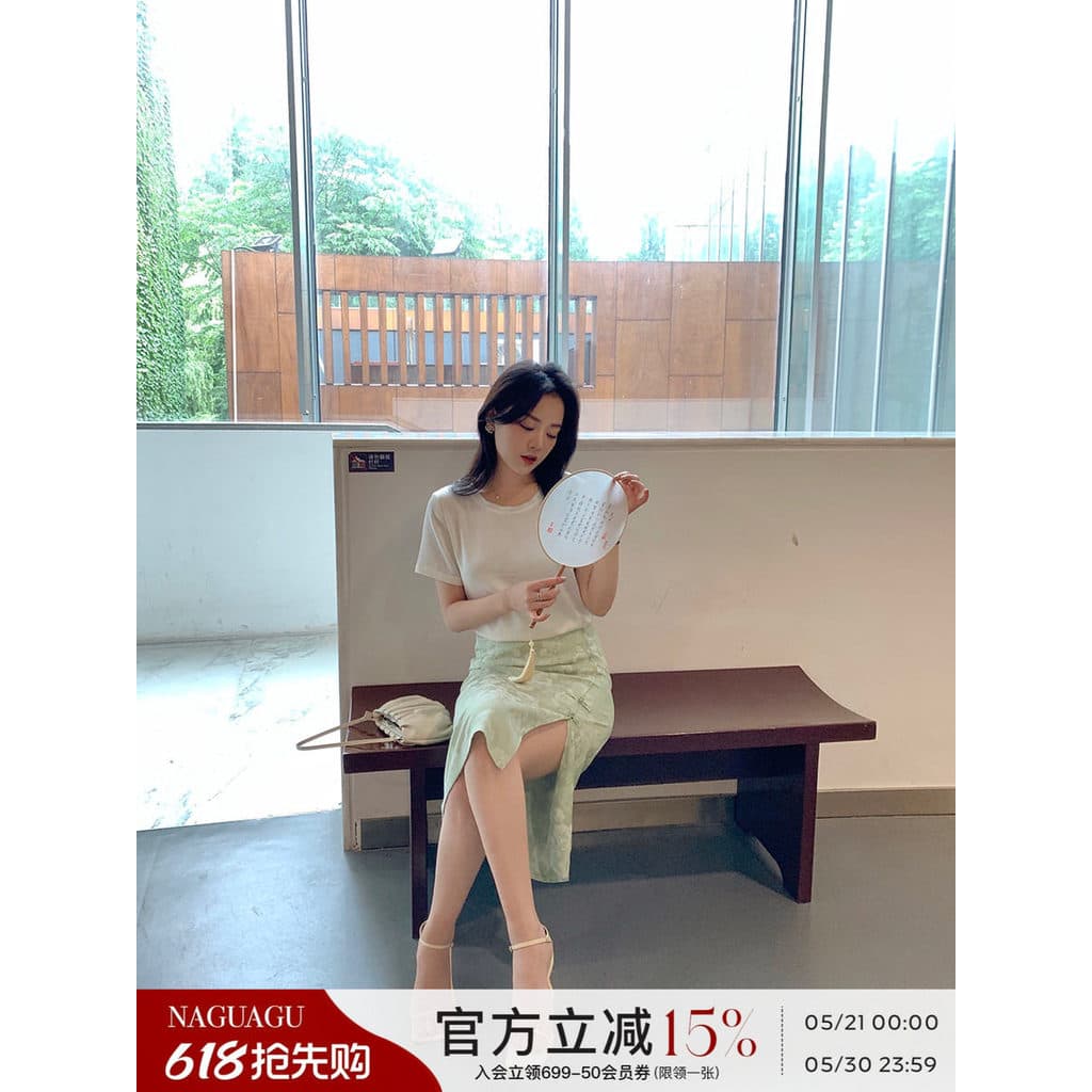Q [Frozen Smoke Jade] Fio Leve Jacquard ^ 3D|Novo vestido Cheongsam elegante de luxo leve chinês