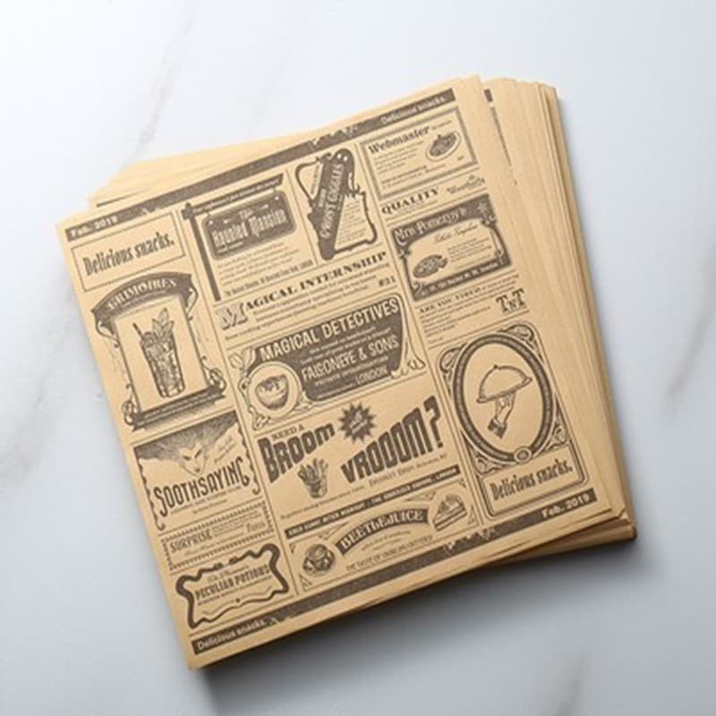 Retro inglês jornal engrossado ins restaurante bandeja de pão frito azul à prova de óleo almofada papel Pizza bandeja de