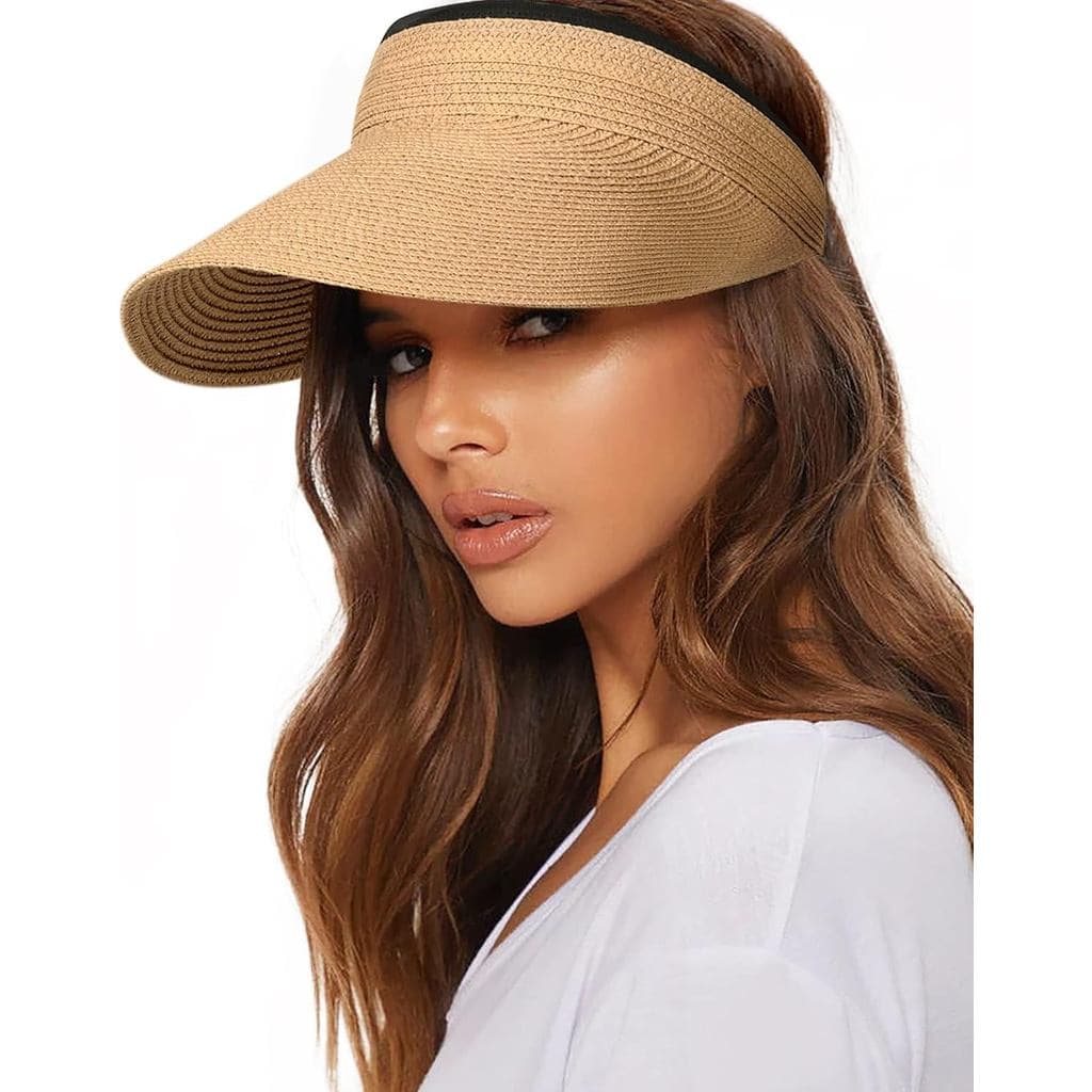 Chapéu de Sol Feminino FURTALK, Chapéu de Palha para Mulheres, Chapéu de Praia Dobrável para Verão, Adequado para Viagen