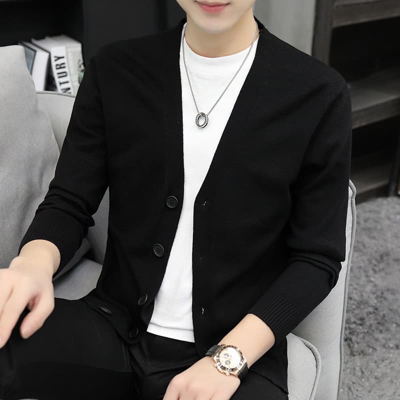 K Cardigan de malha masculino primavera outono fino com decote em v camisola jaqueta 2025 novo estilo versão coreana cam
