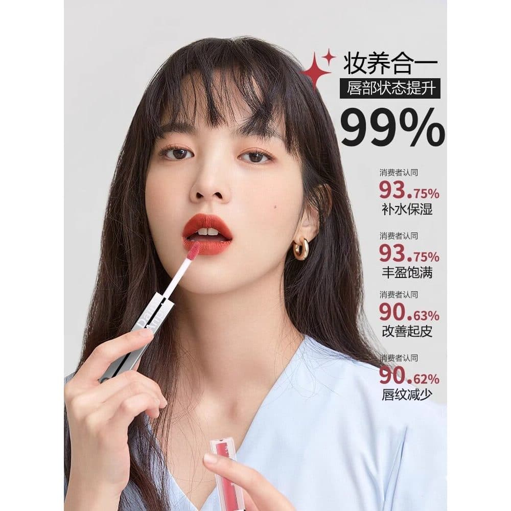 Esmalte labial de duas cabeças, espelho feminino, brilho labial, brilho labial, não desbota, copo antiaderente, batom ou