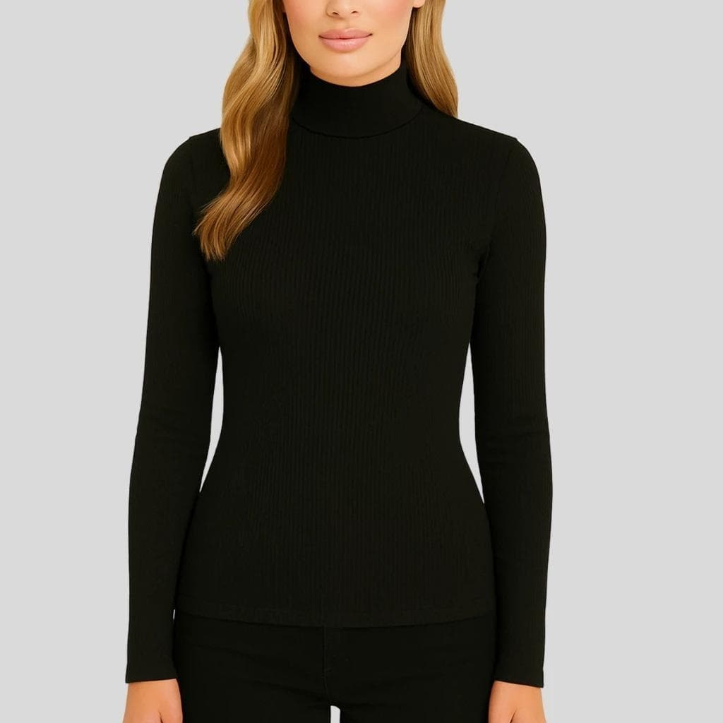 Blusa Feminina Cacharrel Gola Alta Segunda Pele Manga Longa Ribana Confortável Outono Inverno Premium