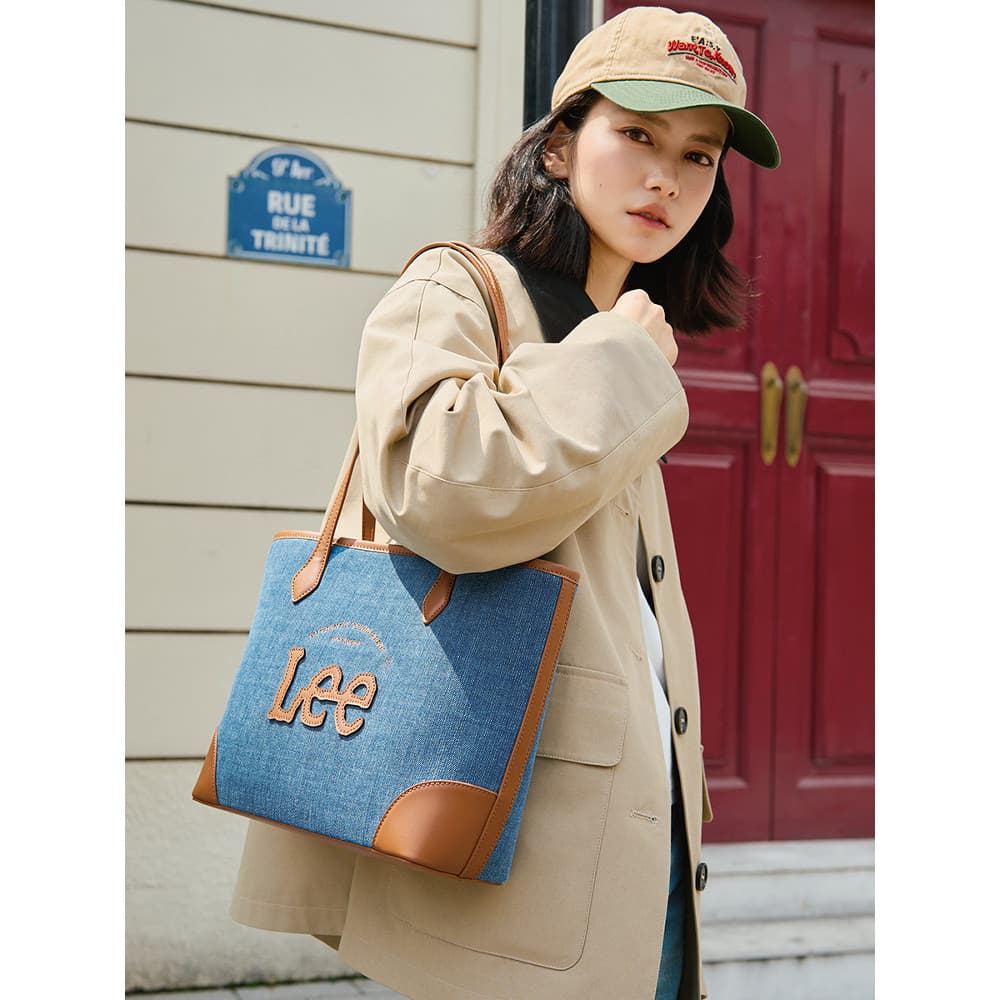 Lee oficial Retro Commuter sacola feminina moda costura contraste cor portátil bolsa de ombro passeio grande capacidade