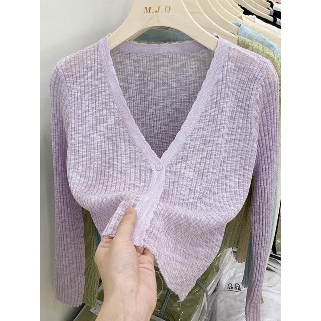 Protetor solar cardigan topo feminino verão estilo fino verão malha gelo seda cardigan manga longa preto protetor solar