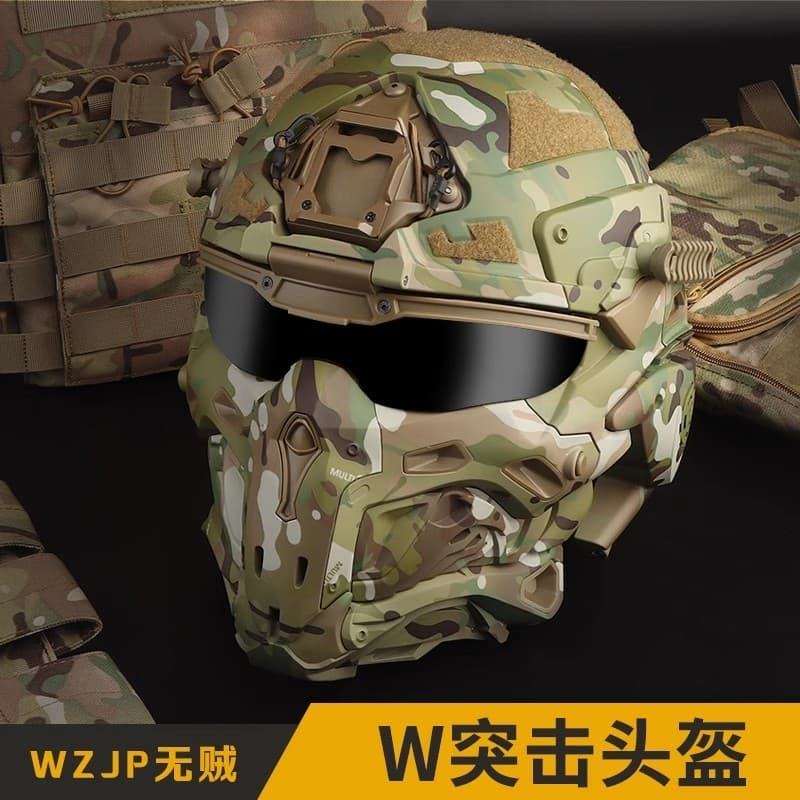 Thiefless WZJP Fone de ouvido embutido Ventilador antiembaçante Lente substituível Camuflagem Assalto Capacete de ciclis