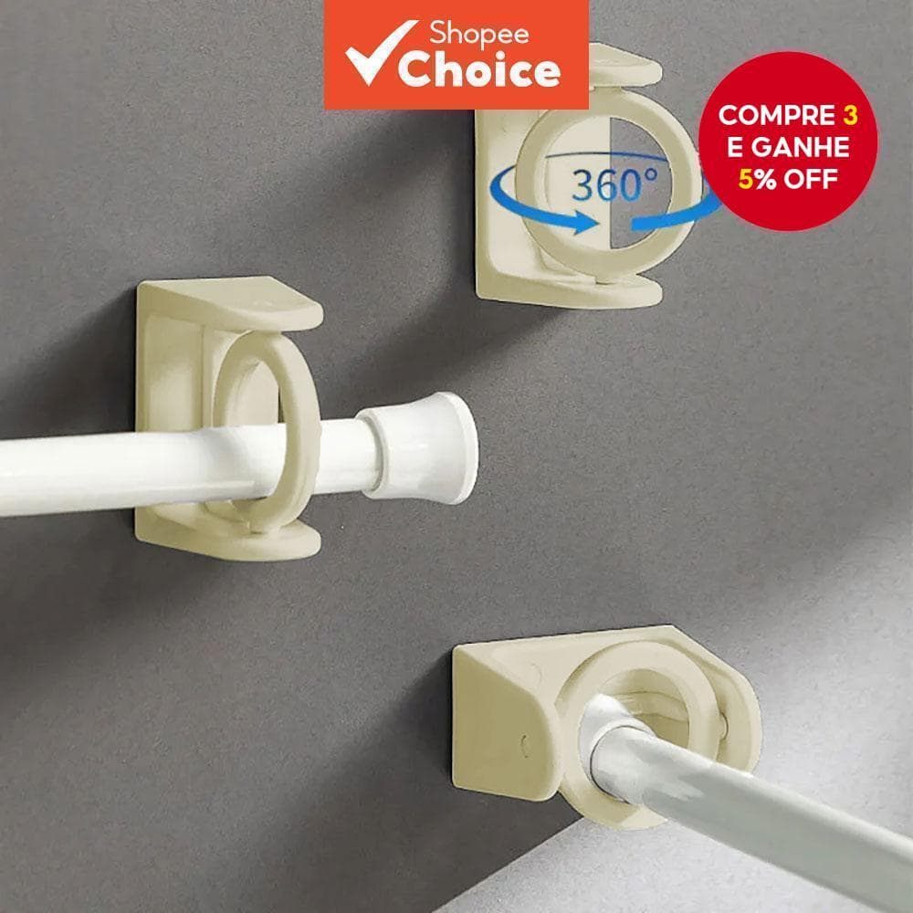 4pcs 360 ° Fixadores De Poste Retráteis Giratórios-Ganchos Adesivos Sem Perfuração Para Hastes De Cortina De Toalha E Ch