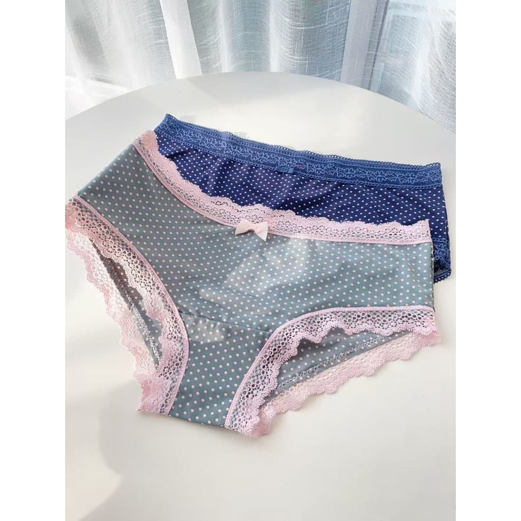 7 peças ganhe 1 grátis rosa menina estilo feminino bolinhas renda guarnição cuecas femininas cintura baixa pacote nádega