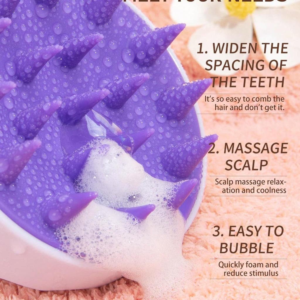 Escova de Massagem Capilar de Silicone Macio, Amiga da Pele, Pente para Shampoo, Ferramenta de Cuidado Capilar para Spa