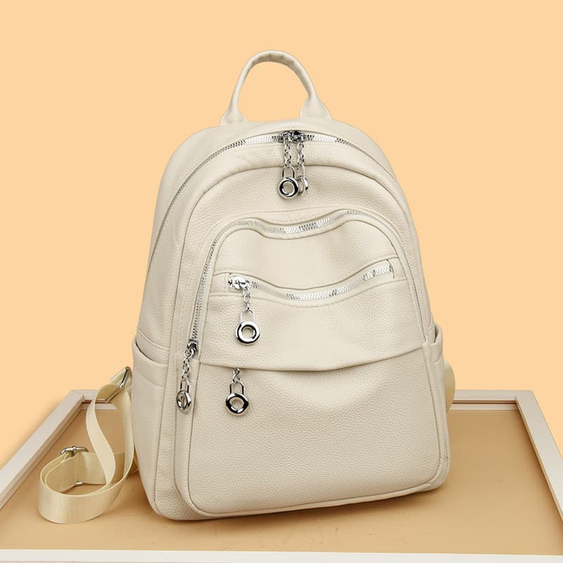 Mochila feminina 2026 novo estilo versão coreana na moda couro genuíno multifuncional mamãe bolsa de couro macio bolsa f