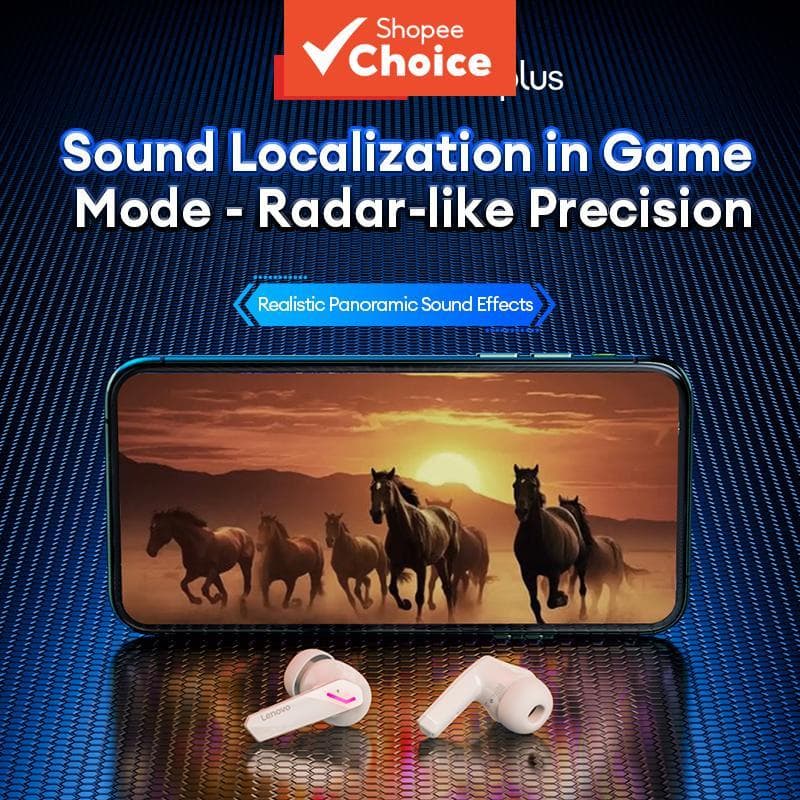 Fones de Ouvido Lenovo GM2 PRO - Fones Bluetooth Sem Fio TWS à Prova d’Água, Intra-Auriculares para Jogos, HiFi Stereo,