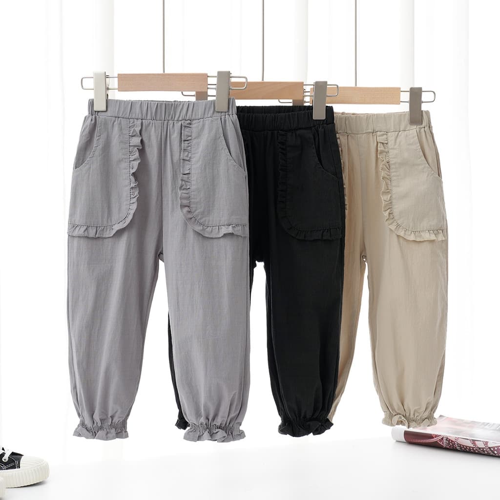 58357 Qing meninas Bloomers crianças calças casuais calças com punho elástico solto calças de renda primavera outono