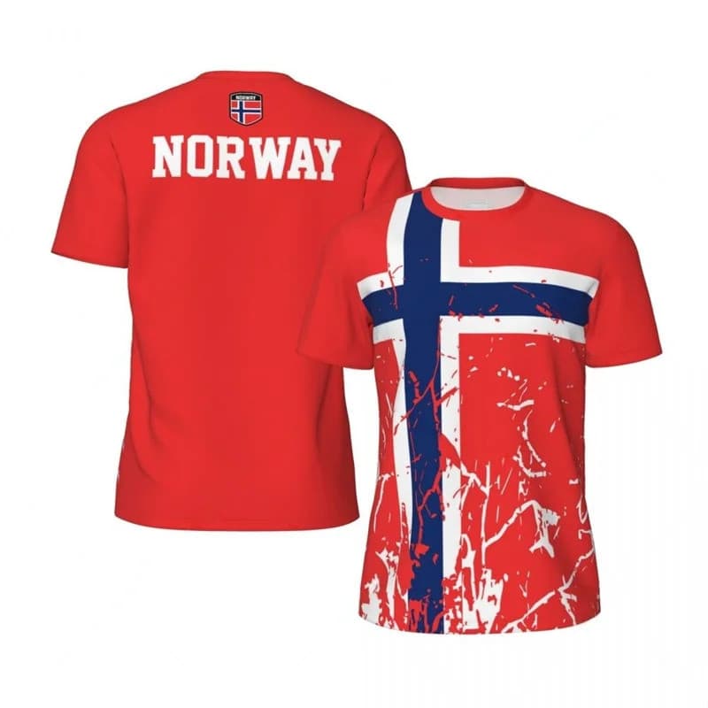 2026 Noruega Gráfico Camiseta Masculina Moda Esportes Solto Manga Curta Verão Novo Design 3D Impresso Fitness Camisetas
