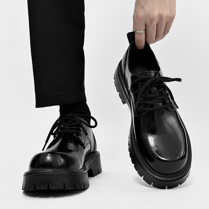 Sapatos de couro masculinos primavera britânico dedo grande Derby sapatos de sola grossa aumentando Casual negócios Form
